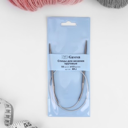 The knitting needles are circular, for knitting, with a metal cable, d = 4 mm, 50 cm-1