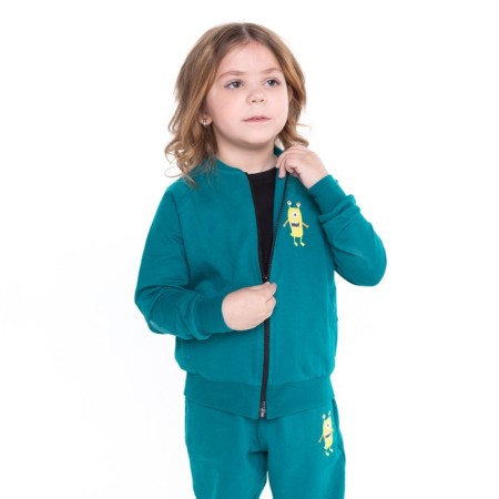 Kit (sweatshirt, trousers) for a girl, emerald color, height 110 cm-4