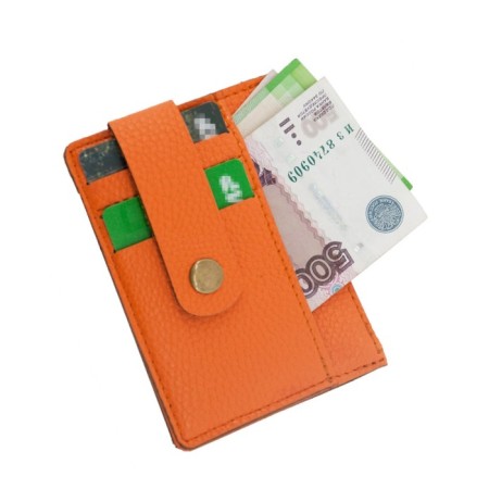 Cartholder, genuine leather, orange 11x8x1 cm