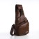 Male sling bag made of artificial leather, with USB, dark brown color