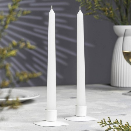 A set of antique candles, 2.2x 25 cm, lacquered 2 pieces, white