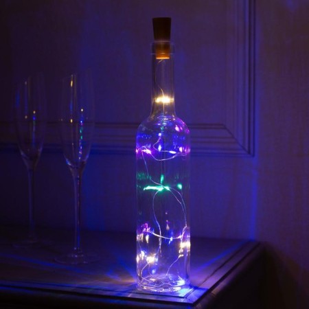Garland "thread" 1 m dew with a traffic jam, IP20, silver thread, 10 LED, glow of multi, lr44x3