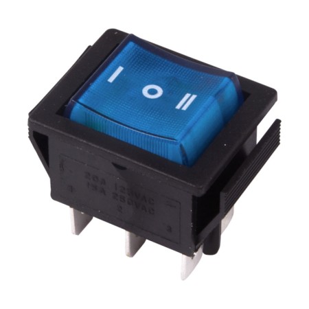 Klavim Switch 250V 15A (6C) ON -OFF-on Blue with backlight and neutral (RWB-509, SC-767) REX