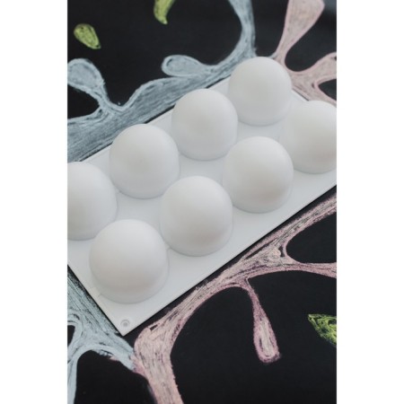 Form for mousse desserts and baking konfinetta "balls", 29.7 × 17.4 × 3.7 cm, 8 cells, white color-8