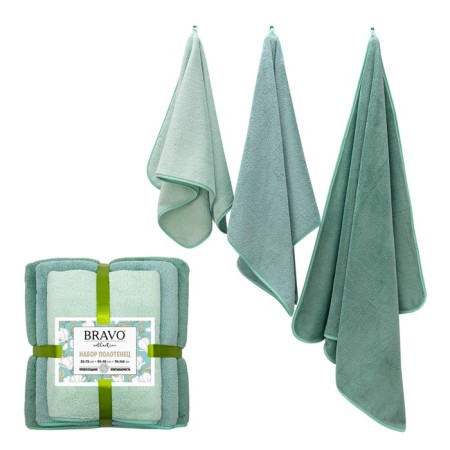 Set of towels "Svank", size 35x75 cm, 50x90 cm, 70x140 cm, mint color-1