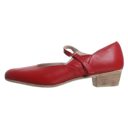 Folk women's shoes, insole length 23.5 cm, red color-1