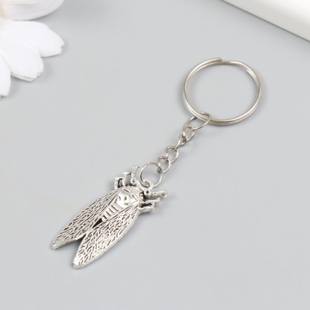Metal keychain "Cicada" silver 1.5x3.6 cm-1