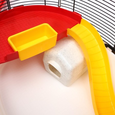 The cage for rodents is equipped, 48 x 35 x 34 cm, red-8
