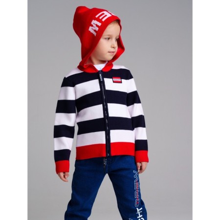 Cardigan striped with a hood for a boy PlayTode, height 116 cm-3