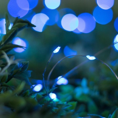 Garland "thread" 10 m dew, silver thread, 100 led, blue glow, 2 modes, solar battery-3