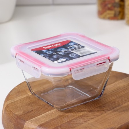 Square container Borcam, glass, 860 ml, with a lid-3