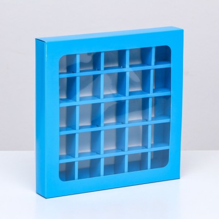 Box for sweets 25 pcs, 22 x 22 x 3.5 cm, blue