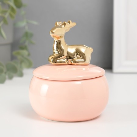 Coramics Coramics "Golden Deer" pink 8x8x10 cm-1