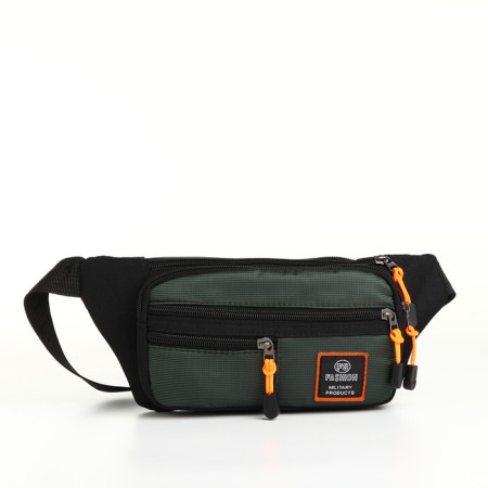 Lightning waist bag, 3 outer pockets, green/black color-2