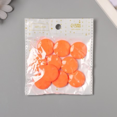 Acrylic beads for the work of the "flat crushed circle" orange 2.5x2.5x0.6 cm-2