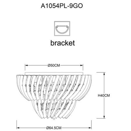 Ceiling chandelier Arte Lamp Ella A1054PL-9GO, E14, 9x40 W, 65x65x40 cm, golden-3