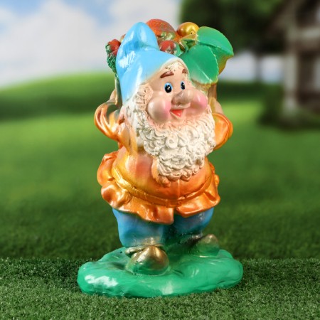 Garden figure "Dwarf with a basket" 28cm-1