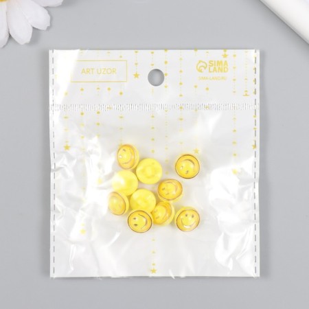 Button plastic for creativity "yellow smiley" set of 10 pcs 1.2x1.2x0.8 cm-3