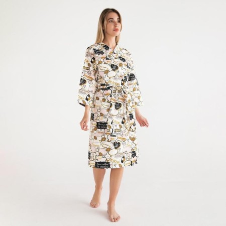 Women's bathrobe Ethel "Gchay" sleeve 3/4, size 46-48, waffle 200g/m2, 100% cotton