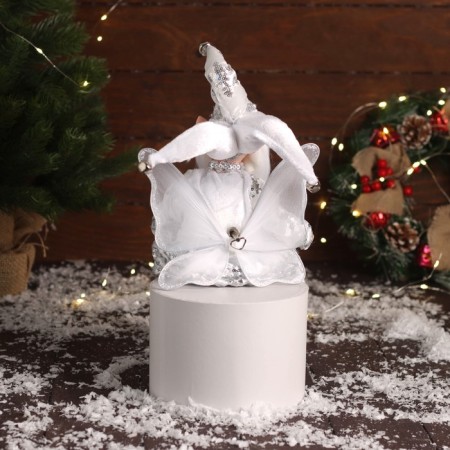 New Year's jester "with wings" sits, moves, 39x14 cm, silver-3