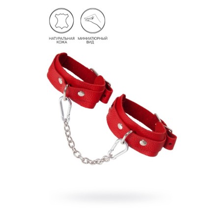 The fetters of mini Pecado BDSM, with rounded corners, genuine leather, red