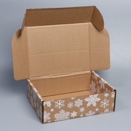 Box the national team "Snowflakes", brown, 27 x 21 x 9 cm, New Year-4