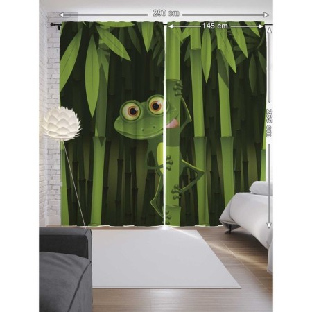 Photostes "Hungry Frog on the Bamboo", Saten, size 145x265 cm, 2 pcs-1