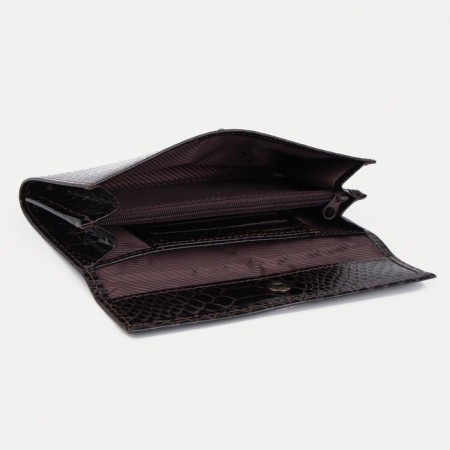 Women's wallet on the button, the color is dark brown-2