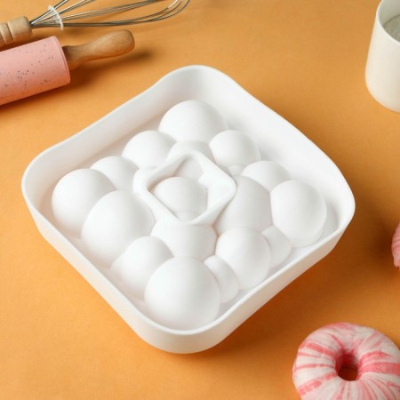 Form for mousse desserts and baking konfinetta "air bubbles", silicone, 20 × 5.5 cm, white color-5