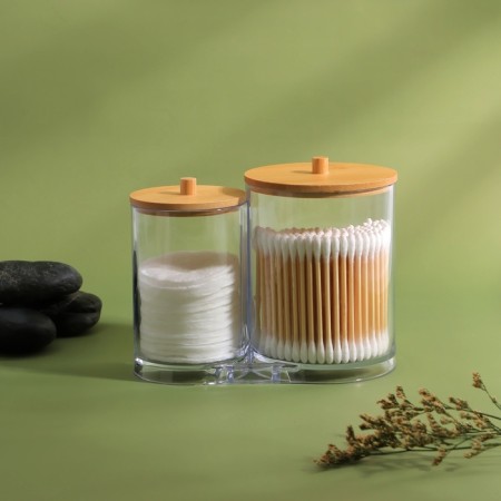 Organizer for storage "Bamboo", with a lid, 15.5 × 8.5 × 12 cm, in a cardboard box, the color is transparent/brown-4