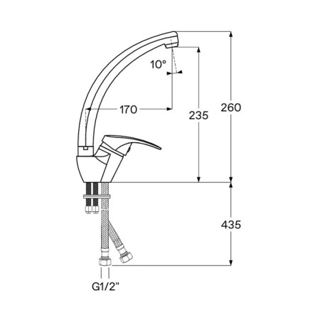 Santek Mavis kitchen mixer, high spout, chrome-2