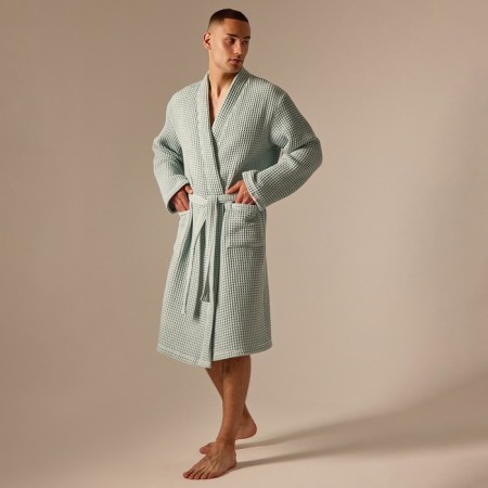 Wafel dressing gown Male SL Home: Boho "Azzura", size S, 100% cotton, 280 g/m2-4