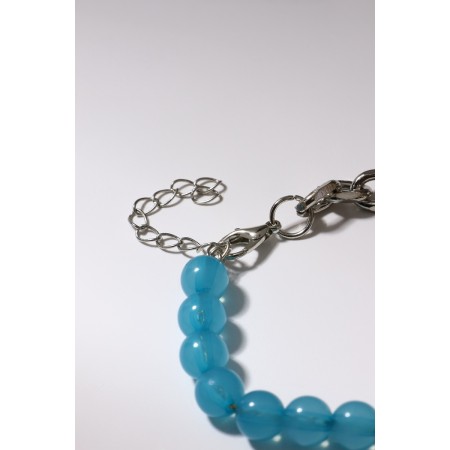 Bracelet "Flower" chain, blue color in silver, l = 16 cm-3