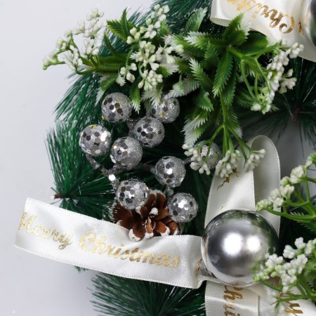 New Year's Wreath D-24 cm "Blocking Festival" bows cones-1