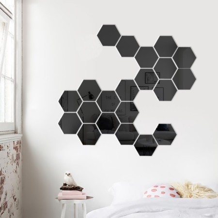 Interior stickers "honeycomb", mirror, wall decor, set 21 pcs, pcs 8 x 7 cm-2
