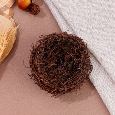 Nest of natural materials for decor, 7 × 7 × 3.5 cm