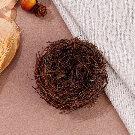 Nest of natural materials for decor, 7 × 7 × 3.5 cm
