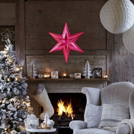 Figure "Star in the Star" large red metallic, half, 69.5x60.3 cm