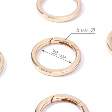 Carabin ring is flat, d = 38/48 mm, thickness - 5 mm, 5 pcs, gold color