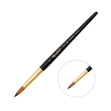 Synthetic brush, imitation column, round, rubloff series 1S15 No. 9, short black matte handle, yellow clip