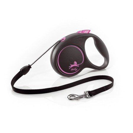 Roulette Flexi Black Design M (up to 20 kg) 5 m cable, black/pink