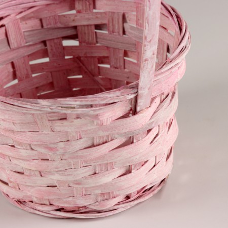 Wicker basket, d16x10xh32cm, pink, bamboo-1