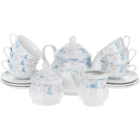 Tea Service 6/9 Rose, Blue Rose decor, 15 items