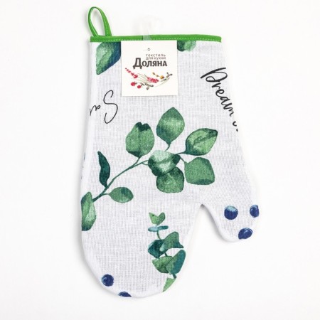 Варежка-прихватка "Доляна" Eucalyptus 20х27см,100% хлопок, рогожка 164 гр/м2-3