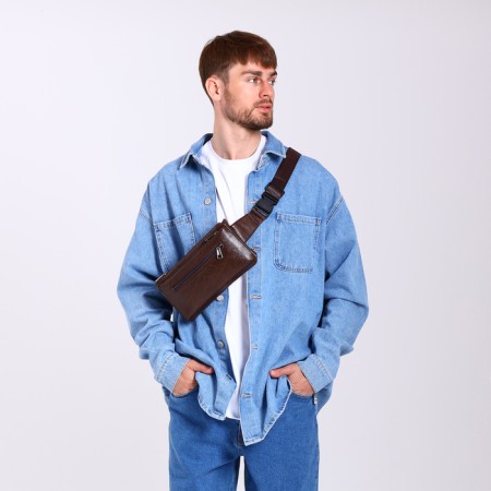 Board belt on a zipper, 3 outer pockets, brown color-8
