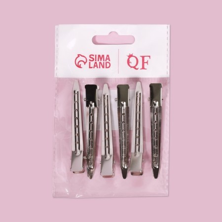 Hair clips, set - 6 pcs, 7 cm, silver color-4