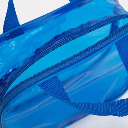 Cosmetic bag with lightning, with handles, blue color-3