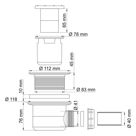 Siphon for shower pallet Wasserkraft D454, with a drain hole D = 40 mm, ABS plate-1