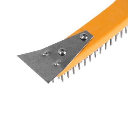 Metallic manual tundra brush, with a spatula, plastic handle, 4-row-6
