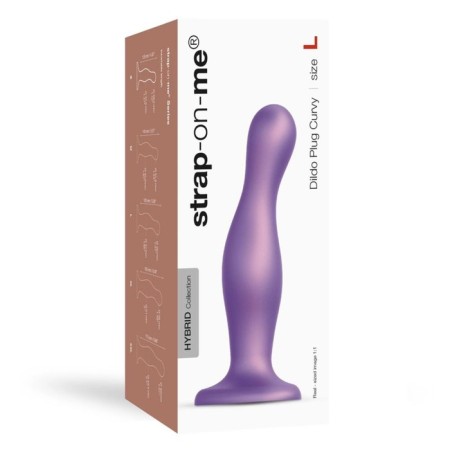 STRAP-ON -M DILDO PLUG Fallomitator curved, violet metallic l, 16.5 cm-2